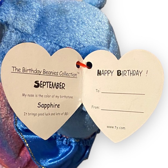 Vintage 2001 Ty Beanie Babies September The Birthday Bear - Picture 3 of 5